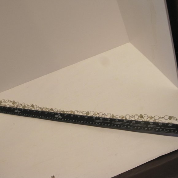 ASKA Long Chain Layered Necklace Silver Toned White Beads Clear Square Pendant - Picture 9 of 13